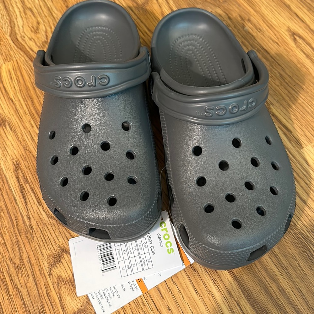 NWT Crocs Slip Ons Gray